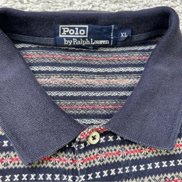 Polo by Ralph Lauren Shirt Mens Extra Large Retro Stripe Preppy Holiday Vintage - Picture 2 of 6